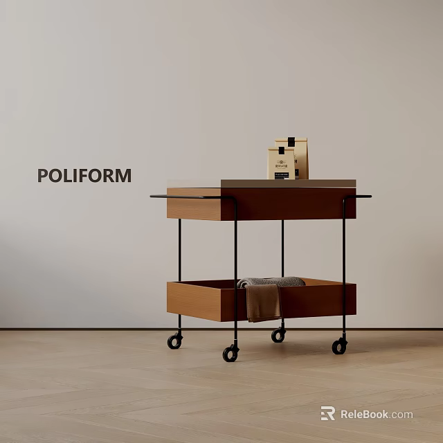 Modern POLIFORM Side Table With Two Tier Design Wheels And Storage Boxes 3d model