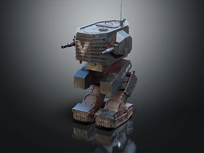 Worn Combat Mechanical Robot With Antenna Cannons And Leg Structure 3d model