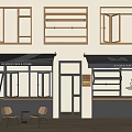 Elegant Modern Awning Design With Wooden Window Frames And Storefront Details