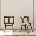 Modern Wooden Dining Chairs With Woven Seats And Slat Back Design