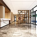 Elegant Modern Hotel Lobby Interior With Marble Flooring And Reception Desk