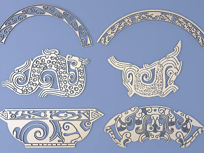 Intricate Decorative Carving Designs With Various Artistic Shapes And Patterns 3d model