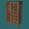Classic Wooden Wardrobe with Double Doors and Multiple Drawers Design