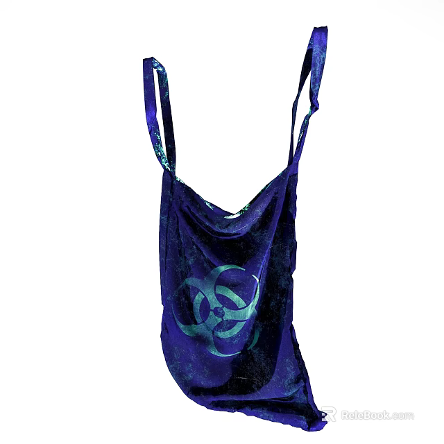 Vibrant Purple Tote Bag Displaying Biohazard Symbol For Casual Daily Use 3d model 