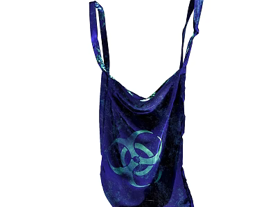 Vibrant Purple Tote Bag Displaying Biohazard Symbol For Casual Daily Use 3d model