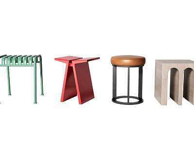 Various Stylish Stools with Different Designs and Colorful Modern Structures 3d model