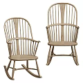 Wooden Leisure Chair In Classic Style With Rocking Base And Natural Finish