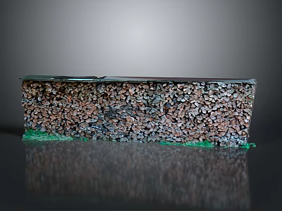 Natural Wood and Stone Material Sample with Textured Surface and Green Edge 3d model
