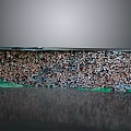 Natural Wood and Stone Material Sample with Textured Surface and Green Edge