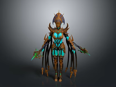 Other Sci Fi Character 3D Model With Armored Design Glowing Blue Accents And Weapons 3d model