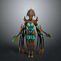 Other Sci Fi Character 3D Model With Armored Design Glowing Blue Accents And Weapons