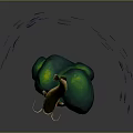 Golden Fish With Long Whiskers Swimming Around Green Rock And Small Fish