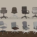 Office Chairs With Armrests Metal Wheel Bases Neutral Tones Light Colored Wall Wooden Floor Setting