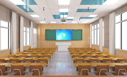 modern classroom 3d model