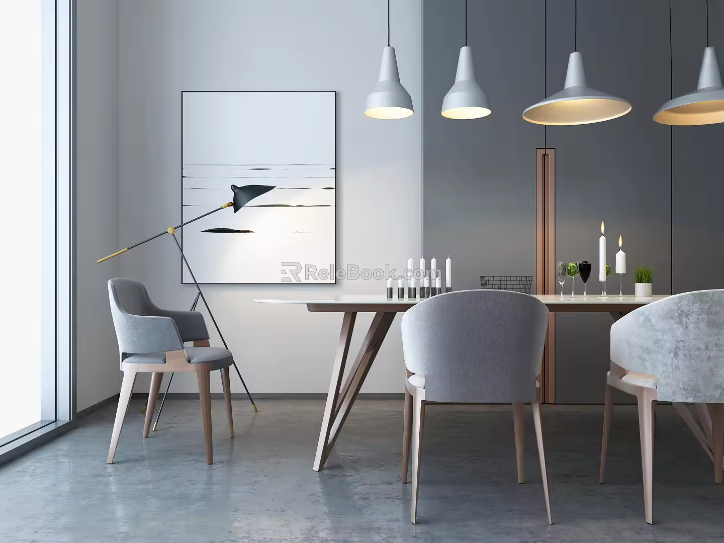Dining table and chair combination 3d model
