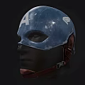 Iconic Captain America Blue Helmet With White A Symbol And Leather Strap