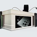 Mobile Digital Products Showcase In Modern Gift Box Shaped Booth With Black Ribbon Bow