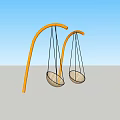Outdoor Children's Playground With Two Orange Arc Swings And Circular Seats