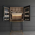 Modern Black Entryway Cabinet Sideboard with Gold Handles and Metal Legs