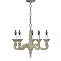 Classic Chandelier With Five Candle Style Lights And Beige Chain Hanging Design