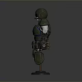 Sci Fi Character Combat Armor Featuring Green Blue Protective Gear Design