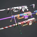Colorful Decorated Sniper Rifles With Various Patterns And Striped Designs
