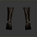 Brown Knee High Leather Boots With Platform Sole And Buckle Detail 3d model