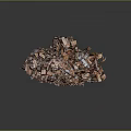 Organic Brown Shredded Material Pile with Natural Texture on Dark Background 3d model