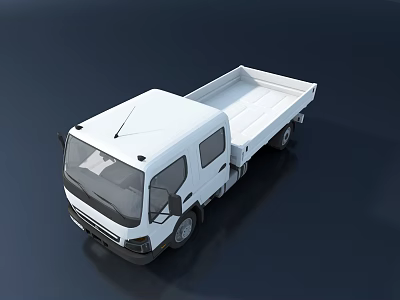 White Modern Flatbed Truck Exterior Design With Spacious Cargo Area 3d model