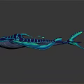 Mythical Aquatic Creature With Bioluminescent Blue Green Glowing Fins And Detailed Texture