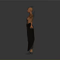 Fantasy Female 3D Character Model With Horns Black Armor And Robe