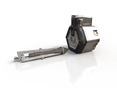 Futuristic Metal Mechanical Components With Silver Black Structure And Tech Design 3d model