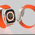 Modern Smart Watch with Orange Strap Silver Case Colorful Front Dial and Back Side 3d model