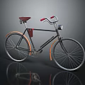Vintage Bicycle With Brown Seat Red Handlebars Orange Fenders Front Light And Leather Pouch