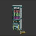 Teal And White Vertical Vending Machine With Multiple Shelves Digital Screen And Warning Strips