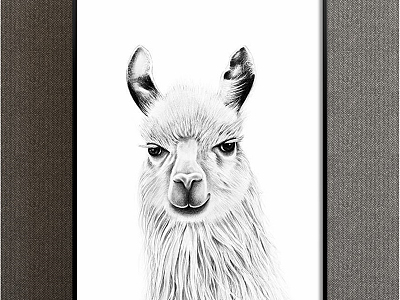 Modern Animal Painting Grey Children's Room Animal Alpaca Decorative Painting model