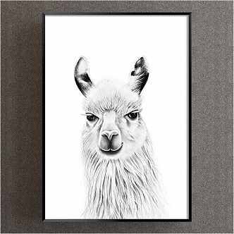 Modern Animal Painting Grey Children's Room Animal Alpaca Decorative Painting 3d model