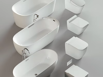 Elegant White Bathtub Designs With Modern Lines And Sleek Bathroom Decor 3d model