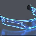 Futuristic Decorative Ornament Set With Neon Blue Glow And Curved Design Elements