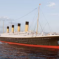 Titanic Style Ship Sailing On Calm Ocean 3d model