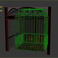 Ornate Decorative Frame Structure With Intricate Carvings Lattice Panels And Red Marble Base