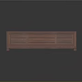 Wooden TV Stand With Decorative Geometric Patterns And Open Shelves For Electronics