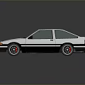 White Classic Two Door Sports Car With Black Stripes And Reflective Surface