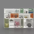 Colorful Modular Display Shelf With Flamingo Figurine Books Decorative Items And Storage Cubes