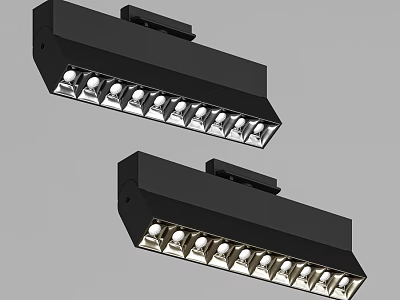 Black Linear Downlight Spotlights With Multiple Bulbs For Modern Ceiling Lighting 3d model