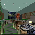 Elegant Hotel Guest Room Featuring Courtyard Wooden Walkway Green Plants And White Lantern Lights