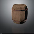 Vintage Wooden Barrel With Red Metal Hoops For Home Decor Use