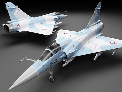 Two Blue And White Camouflage Fighter Jet Models With EHS Marking 3d model