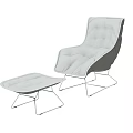 Modern White Padded Massage Chair With Ottoman And Metal Frame Design