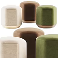 Hexagonal Velvet Sofa Stools in Beige Brown Green with Wooden Base